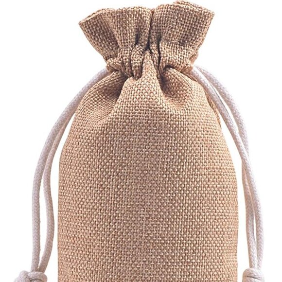 10pcs Camel Lining Burlap Drawstring Bags - BRAND NEW - Picture 1 of 4